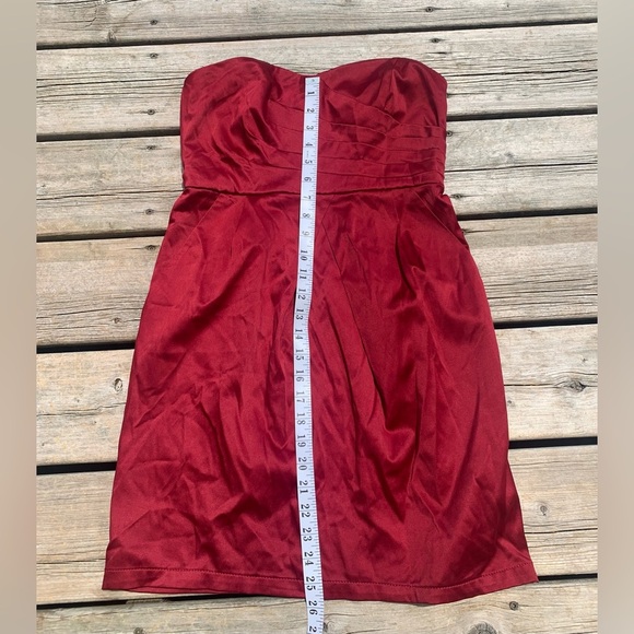 Dynamite Red Strapless Satin Party Dress - Size Small - Size 5 - Picture 5 of 6